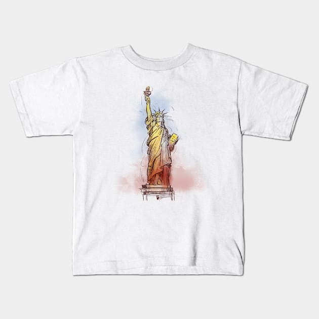 Lady Liberty Kids T-Shirt by Peter Awax